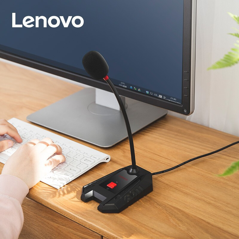 联想lenovo电脑麦克风桌面电容麦会议鹅颈式有线网上授课培训开会语音