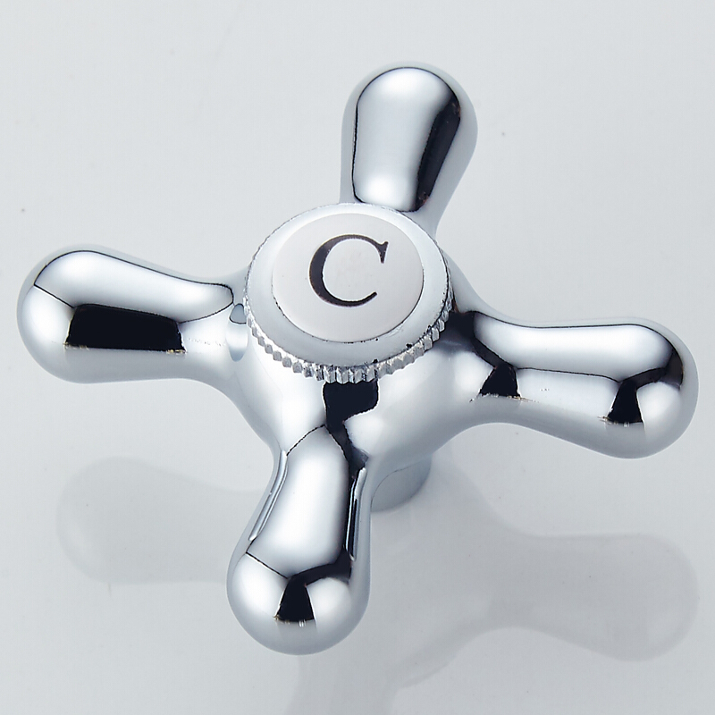 水龙头开关把手加厚快开梅花手轮铜阀芯手柄银色